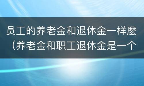 员工的养老金和退休金一样麽（养老金和职工退休金是一个概念吗?）