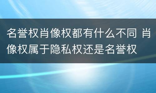 名誉权肖像权都有什么不同 肖像权属于隐私权还是名誉权