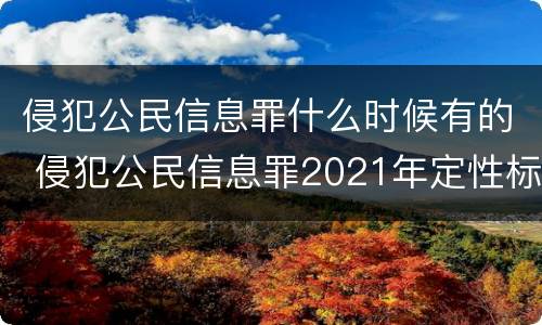 侵犯公民信息罪什么时候有的 侵犯公民信息罪2021年定性标准