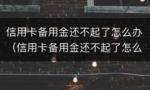 信用卡备用金还不起了怎么办（信用卡备用金还不起了怎么办理）