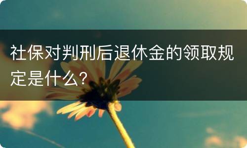 社保对判刑后退休金的领取规定是什么？