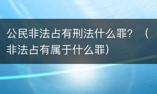 公民非法占有刑法什么罪？（非法占有属于什么罪）