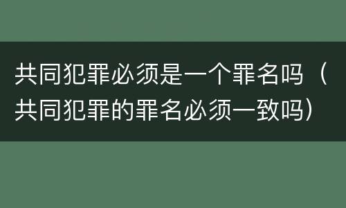 共同犯罪必须是一个罪名吗（共同犯罪的罪名必须一致吗）