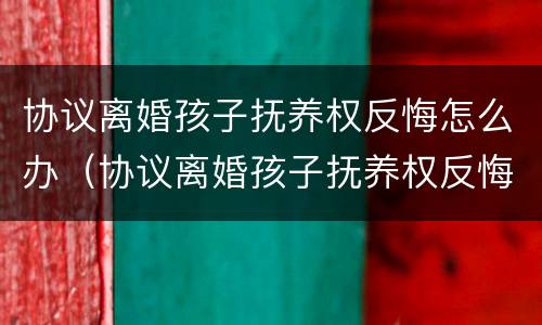 协议离婚孩子抚养权反悔怎么办（协议离婚孩子抚养权反悔怎么办啊）