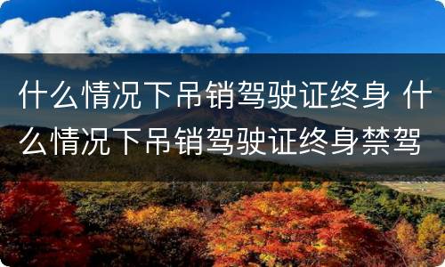 什么情况下吊销驾驶证终身 什么情况下吊销驾驶证终身禁驾