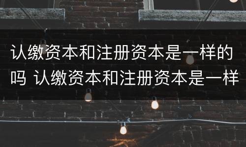 认缴资本和注册资本是一样的吗 认缴资本和注册资本是一样的吗