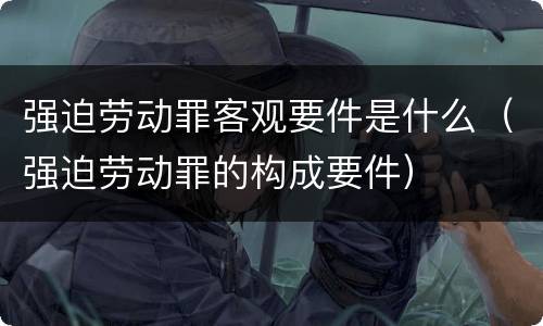 强迫劳动罪客观要件是什么（强迫劳动罪的构成要件）