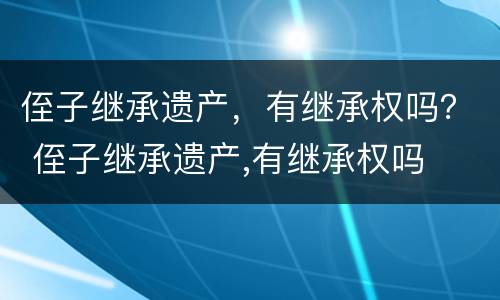 侄子继承遗产，有继承权吗？ 侄子继承遗产,有继承权吗