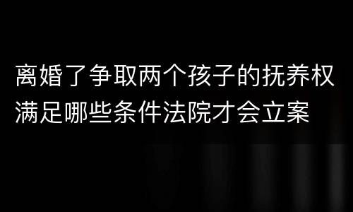 离婚了争取两个孩子的抚养权满足哪些条件法院才会立案