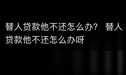 替人贷款他不还怎么办？ 替人贷款他不还怎么办呀