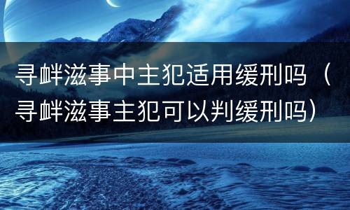 寻衅滋事中主犯适用缓刑吗（寻衅滋事主犯可以判缓刑吗）