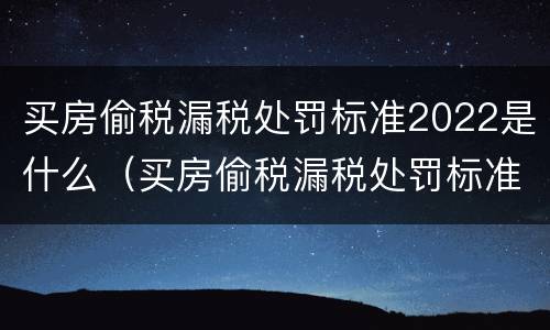 买房偷税漏税处罚标准2022是什么（买房偷税漏税处罚标准2022是什么意思）