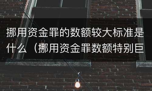 挪用资金罪的数额较大标准是什么（挪用资金罪数额特别巨大的标准）