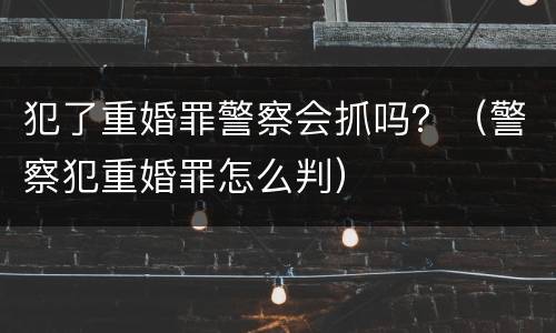 犯了重婚罪警察会抓吗？（警察犯重婚罪怎么判）