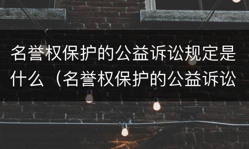 名誉权保护的公益诉讼规定是什么（名誉权保护的公益诉讼规定是什么法律）