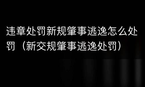 违章处罚新规肇事逃逸怎么处罚（新交规肇事逃逸处罚）