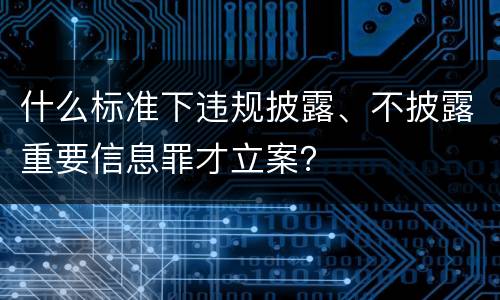 什么标准下违规披露、不披露重要信息罪才立案？