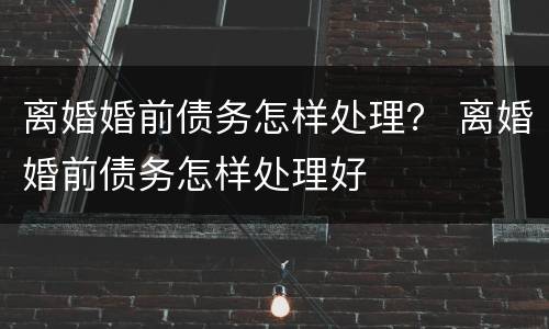 离婚婚前债务怎样处理？ 离婚婚前债务怎样处理好