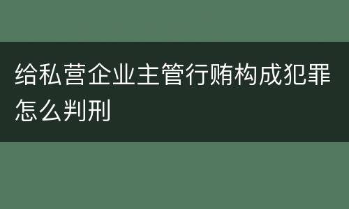 给私营企业主管行贿构成犯罪怎么判刑