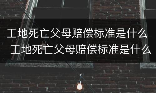 工地死亡父母赔偿标准是什么 工地死亡父母赔偿标准是什么意思