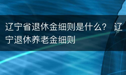 辽宁省退休金细则是什么？ 辽宁退休养老金细则