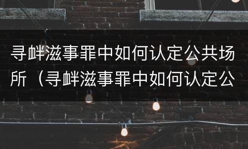 寻衅滋事罪中如何认定公共场所（寻衅滋事罪中如何认定公共场所噪音扰民）