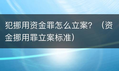 犯挪用资金罪怎么立案？（资金挪用罪立案标准）