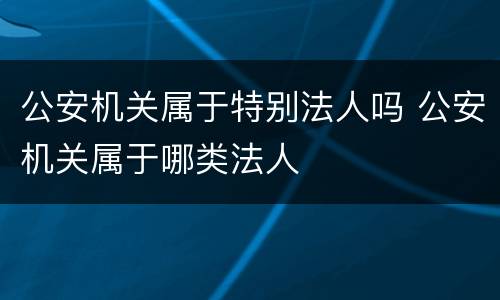 公安机关属于特别法人吗 公安机关属于哪类法人