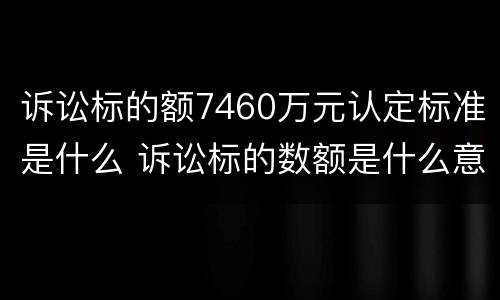 诉讼标的额7460万元认定标准是什么 诉讼标的数额是什么意思