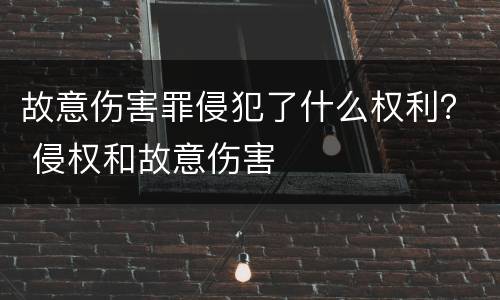 故意伤害罪侵犯了什么权利？ 侵权和故意伤害