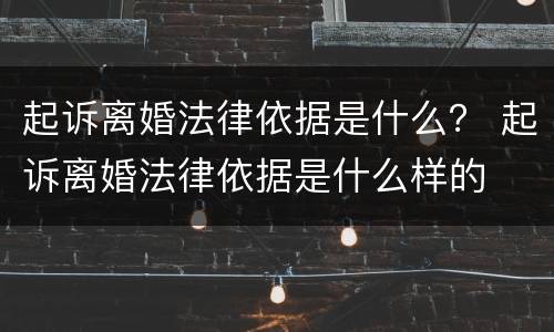 起诉离婚法律依据是什么？ 起诉离婚法律依据是什么样的