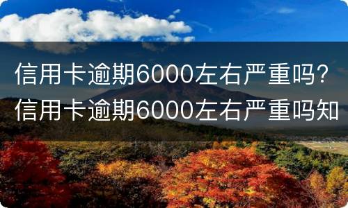 信用卡逾期6000左右严重吗? 信用卡逾期6000左右严重吗知乎