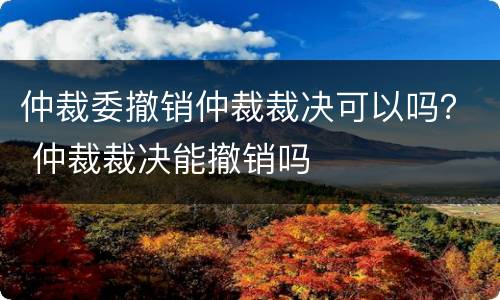 仲裁委撤销仲裁裁决可以吗？ 仲裁裁决能撤销吗