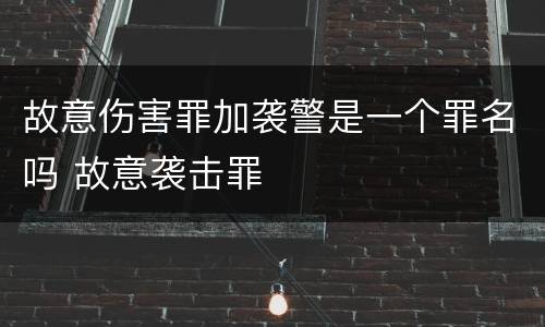 故意伤害罪加袭警是一个罪名吗 故意袭击罪