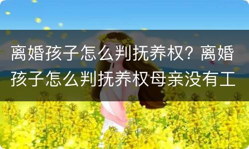 离婚孩子怎么判抚养权? 离婚孩子怎么判抚养权母亲没有工作