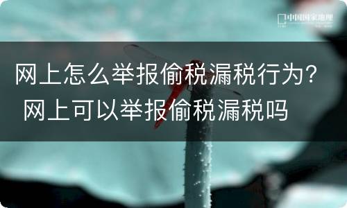 网上怎么举报偷税漏税行为？ 网上可以举报偷税漏税吗