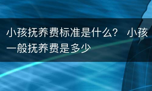 小孩抚养费标准是什么？ 小孩一般抚养费是多少