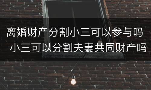 离婚财产分割小三可以参与吗 小三可以分割夫妻共同财产吗