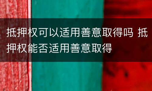 抵押权可以适用善意取得吗 抵押权能否适用善意取得