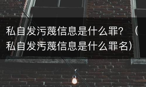 私自发污蔑信息是什么罪？（私自发污蔑信息是什么罪名）