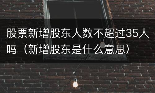 股票新增股东人数不超过35人吗（新增股东是什么意思）