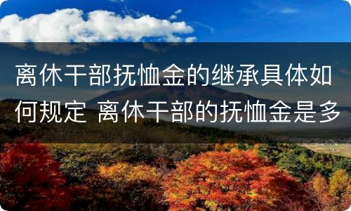 离休干部抚恤金的继承具体如何规定 离休干部的抚恤金是多少个月工资