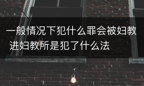 一般情况下犯什么罪会被妇教 进妇教所是犯了什么法