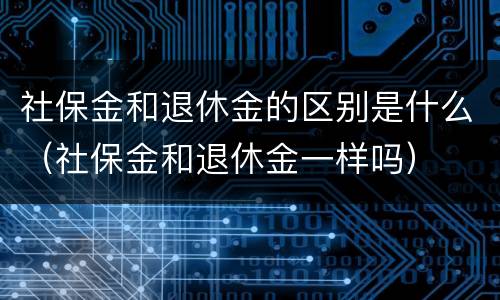 社保金和退休金的区别是什么（社保金和退休金一样吗）