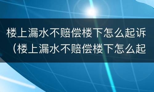 楼上漏水不赔偿楼下怎么起诉（楼上漏水不赔偿楼下怎么起诉呢）