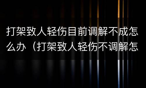 打架致人轻伤目前调解不成怎么办（打架致人轻伤不调解怎么判刑）