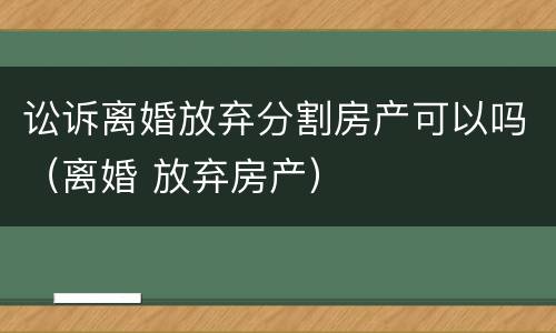 讼诉离婚放弃分割房产可以吗（离婚 放弃房产）