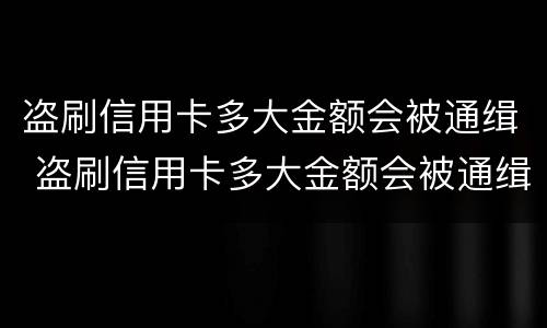 盗刷信用卡多大金额会被通缉 盗刷信用卡多大金额会被通缉呢