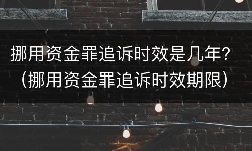 挪用资金罪追诉时效是几年？（挪用资金罪追诉时效期限）