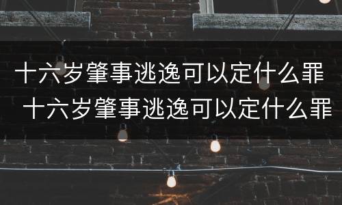 十六岁肇事逃逸可以定什么罪 十六岁肇事逃逸可以定什么罪行